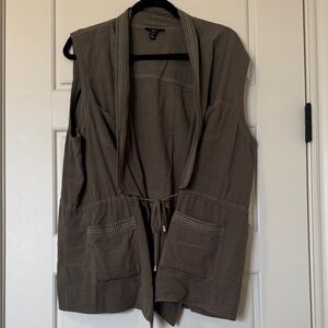 Tribal Forest Green Sleeveless Vest with Pockets